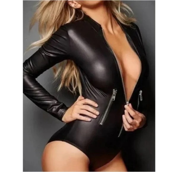 Frederick's of Hollywood Tops - Frederick's of Hollywood Black Zipper Bodysuit